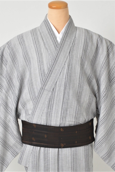 浴衣［175-183cm］グレーの縦縞