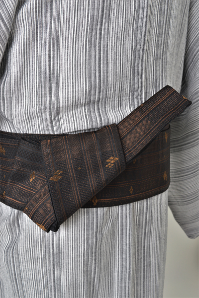 浴衣［175-183cm］グレーの縦縞