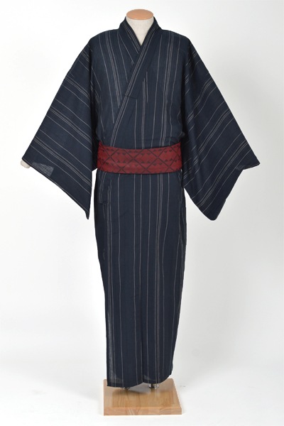 浴衣［Lサイズ165〜173cm]　紺地に縞模様