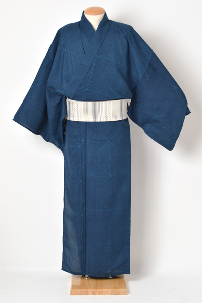 浴衣[175-183cm・青色ちぎれ格子]