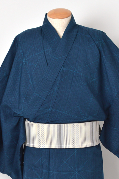 浴衣[175-183cm・青色ちぎれ格子]
