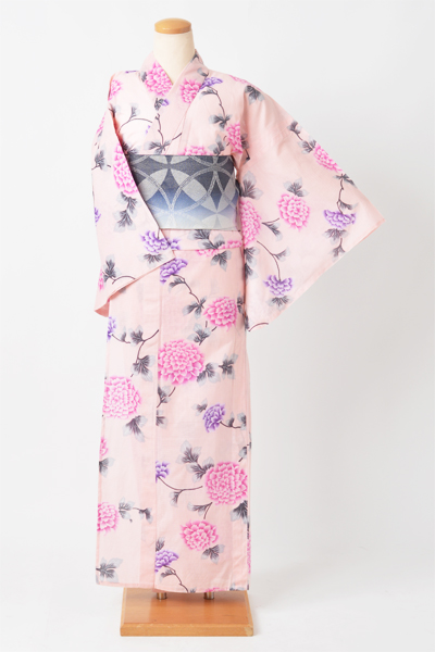 浴衣［ピンク地にダリア]
