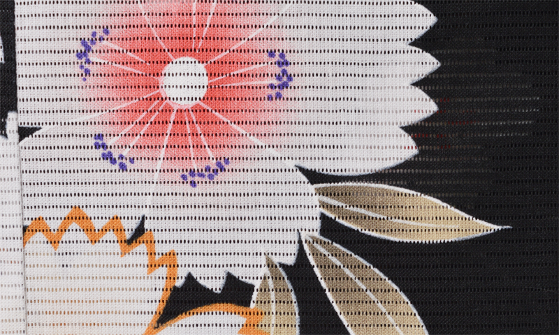 着物風浴衣(綿絽・黒地に桜)
