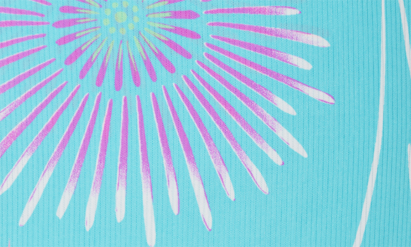 着物風浴衣(水色に花火)