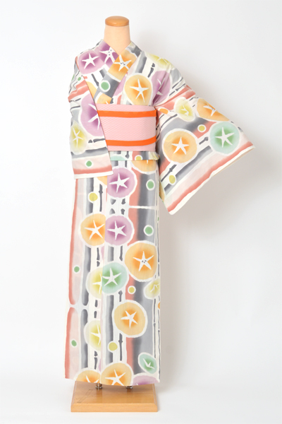 ゆかた(オフホワイト地・朝顔)