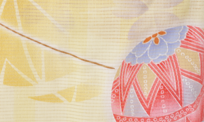 着物風浴衣(綿絽・黄色)