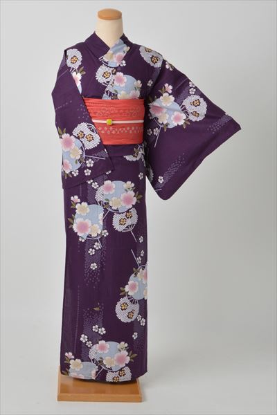 浴衣(紫・うちわ)