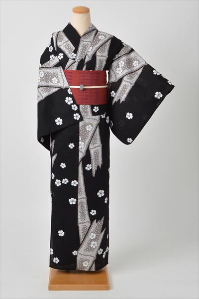 浴衣(黒地・小花)