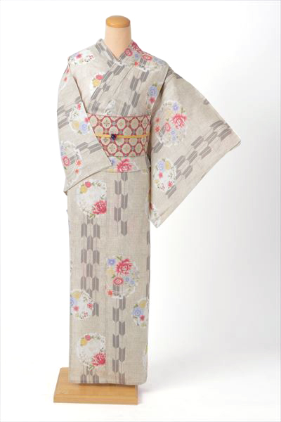 浴衣(グレー地・矢羽)