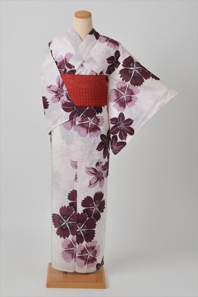 浴衣(白地・撫子)