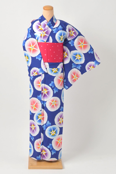 浴衣［紺地に一面の朝顔］