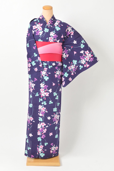 浴衣［紺地に小花］