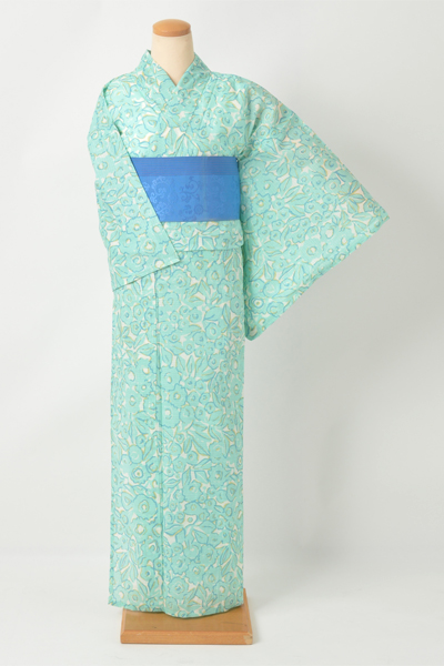 浴衣［ミントブルーの総柄］