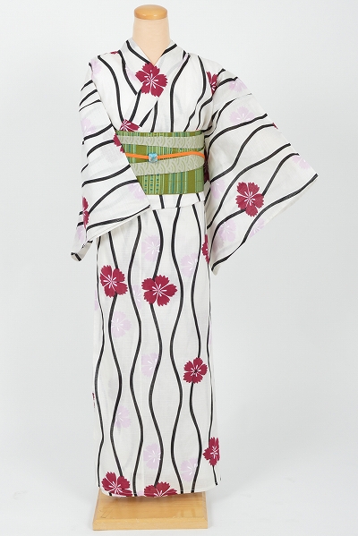 ゆかた（白地/立涌文様）