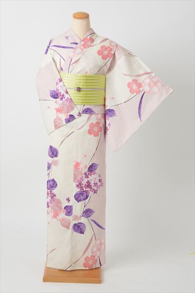 浴衣(白地・あじさい)