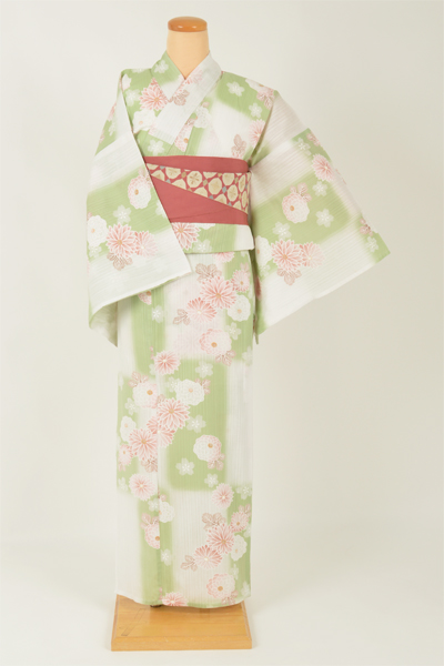 浴衣【浅緑・菊】
