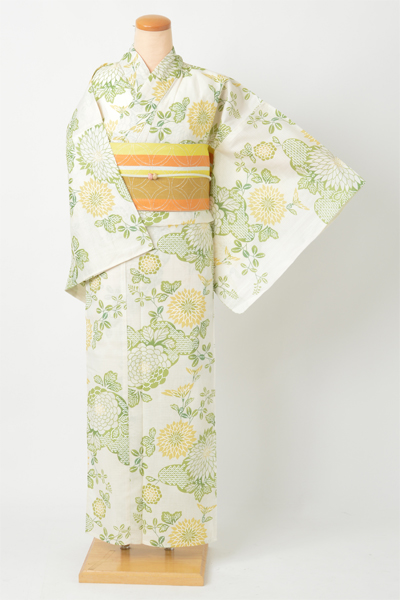 浴衣［山葵色/菊・萩]