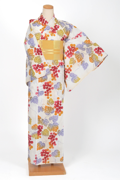 浴衣［生成り縦ぼかし/ブドウ]