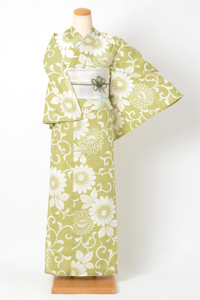 浴衣［鶯色/ヒマワリ]