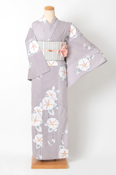 浴衣［淡あずき色/朝顔]