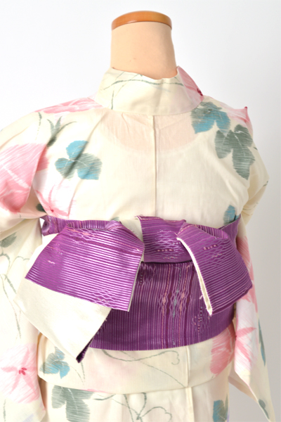 浴衣[クリーム色/パステル朝顔]