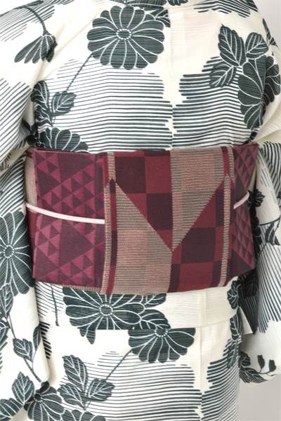 浴衣[生成り/緑菊]