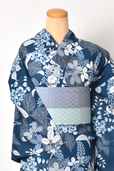 浴衣[UNSODO/紺碧色/萩・撫子]