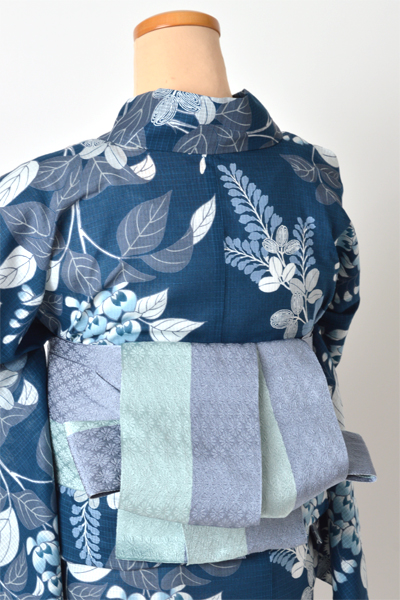 浴衣[UNSODO/紺碧色/萩・撫子]