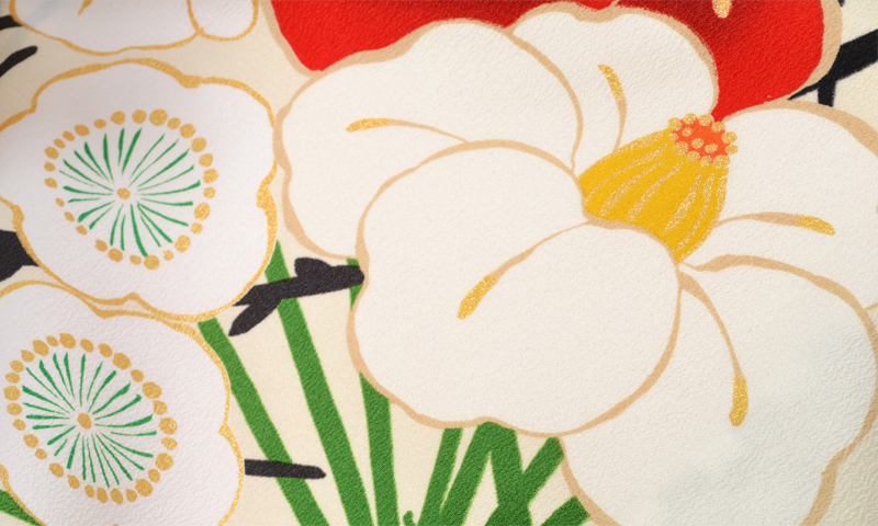 卒業袴［中村里砂・鳥の子色地の椿模様］