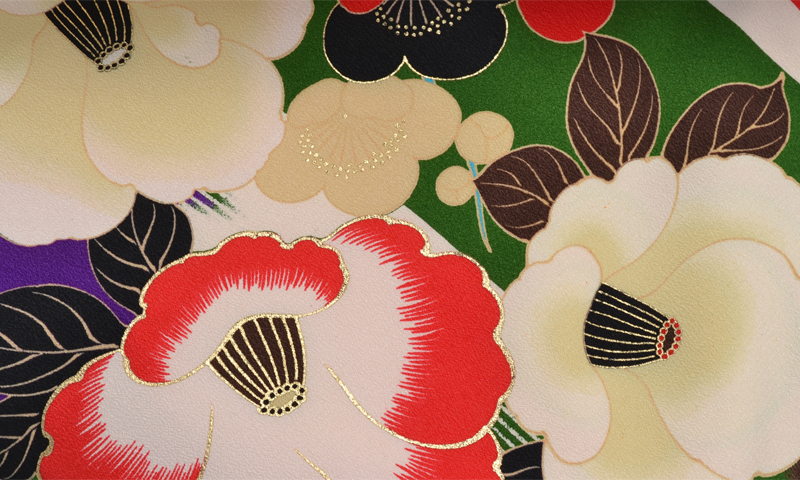 卒業袴［玉城ティナ・緑地の椿模様］