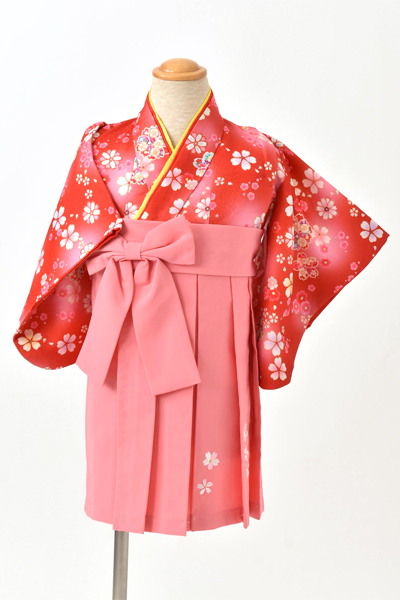 一歳女児袴〔赤にピンク袴〕