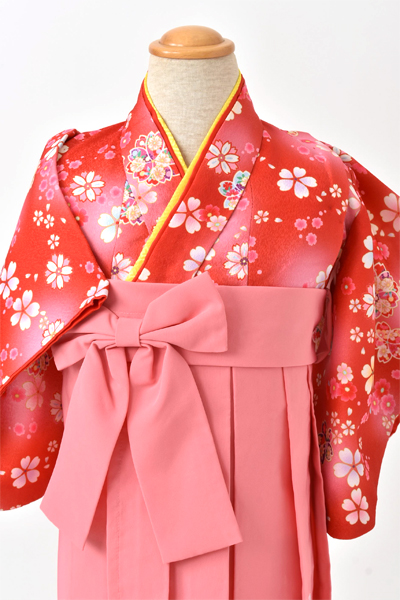 一歳女児袴〔赤にピンク袴〕