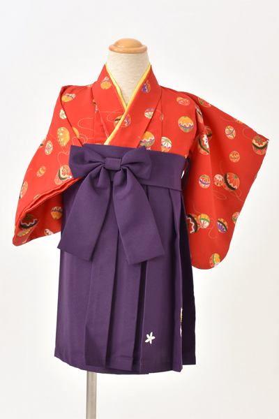 一歳女児袴〔赤に紫袴〕