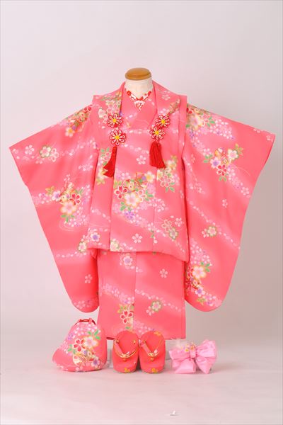 三歳被布セット(ピンク地・つづみ、桜)