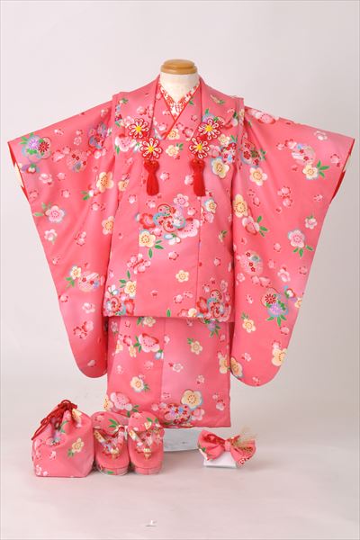 三歳被布セット(ピンク地・梅)