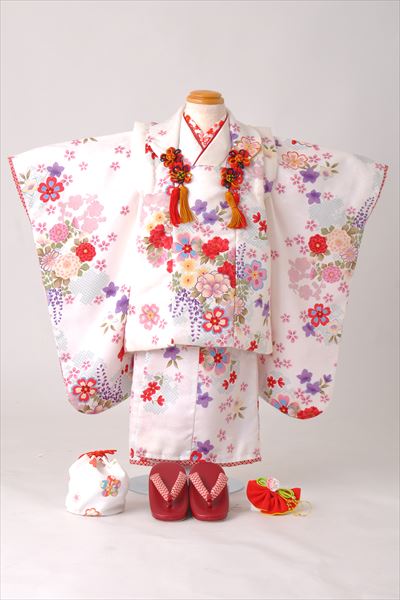 三歳被布セット(白地・花づくし)