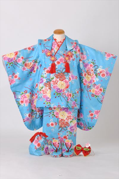 三歳被布セット［水色・薬玉］