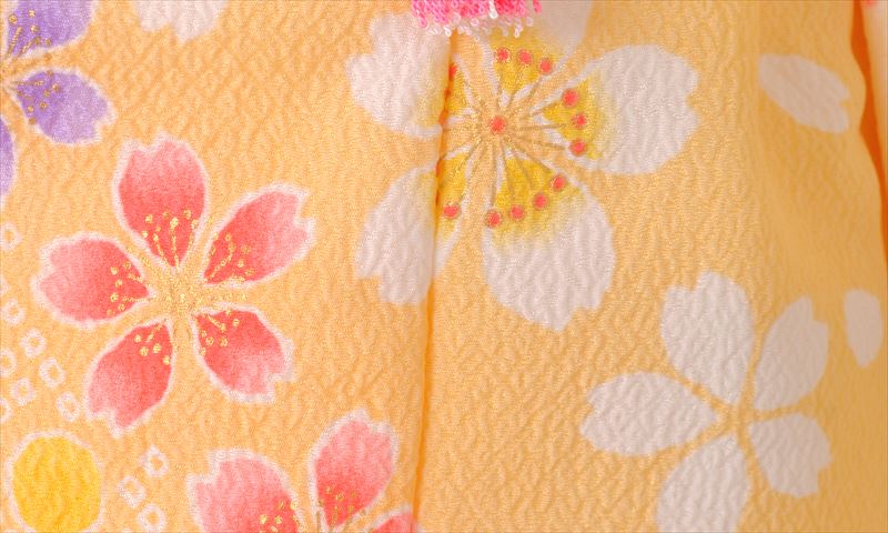 三歳被布セット［クリーム色・桜模様］