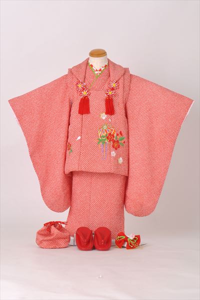 三歳被布セット［赤・総絞り・手鞠］