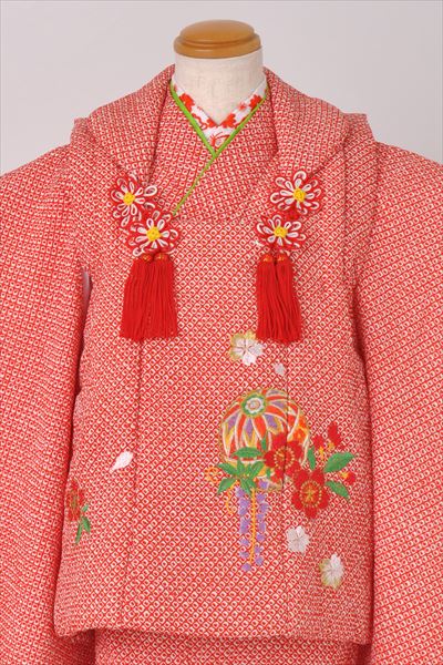 三歳被布セット［赤・総絞り・手鞠］