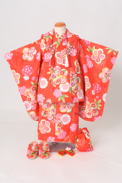 三歳被布セット[朱色のセット]