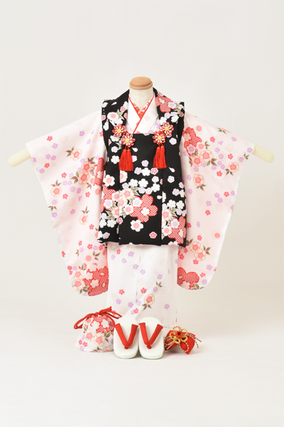 三歳被布セット[白×黒]