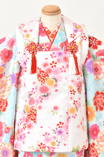 三歳被布セット[水色×白]