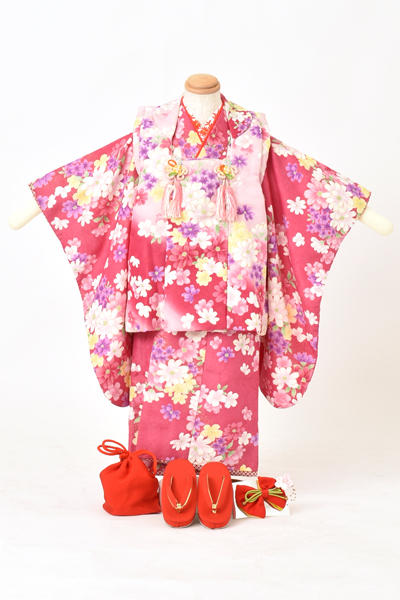 三歳祝着セット[淡紫・花々]