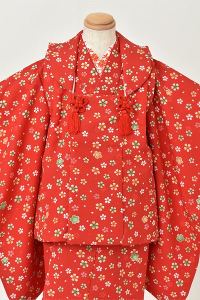 三歳祝着セット[赤・小花]