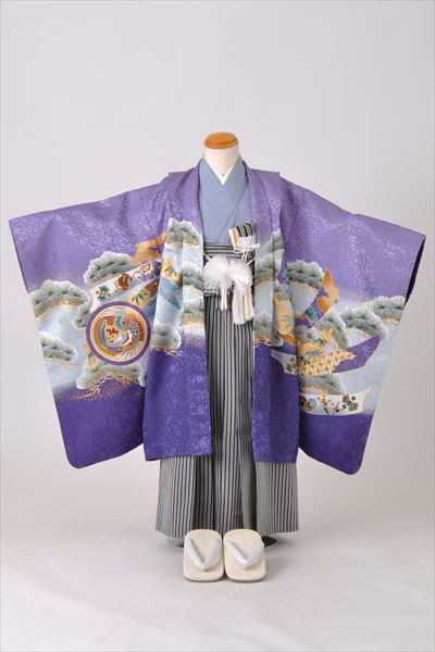 五歳祝着セット(紫地・兜、松、宝づくし)