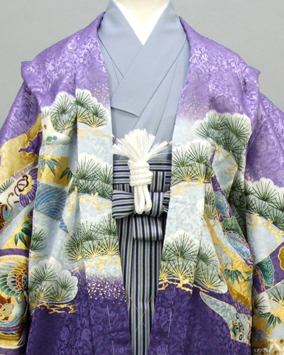 五歳祝着セット(紫地・兜、松、宝づくし)