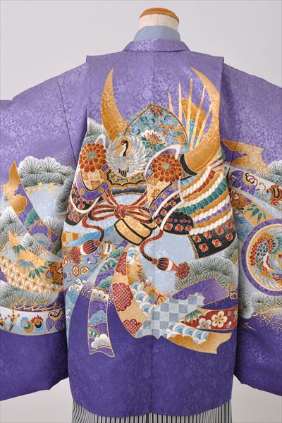 五歳祝着セット(紫地・兜、松、宝づくし)