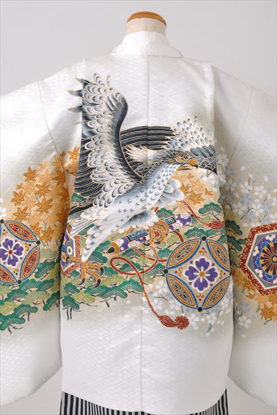 五歳祝着セット(白地・鷹と巻物)