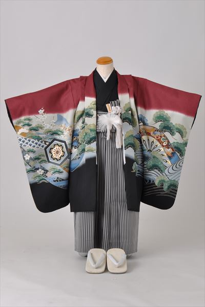 五歳祝着セット(あずき、黒地・鷹とうちでの小鎚)